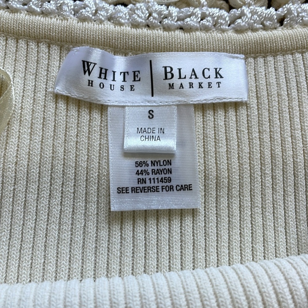 White House Black Market Cream Off the Shoulder crochet top - Picture 8 of 8